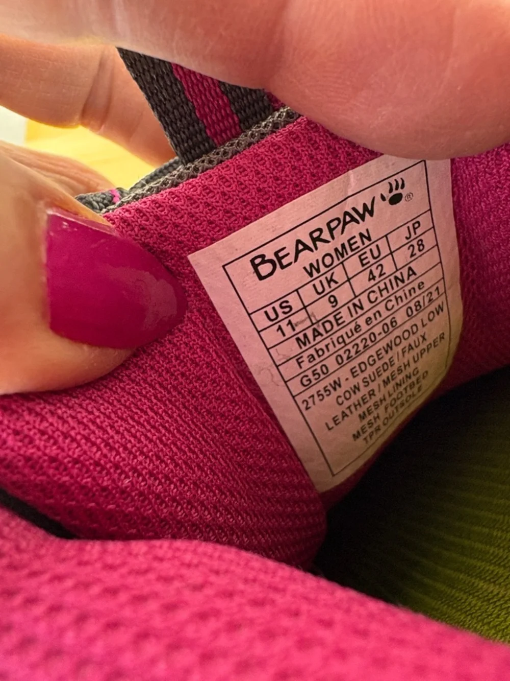 BearPaw Edgewood Low Women's Hiking‎ Shoes Gray Pink Suede Mesh 2755W Size 11